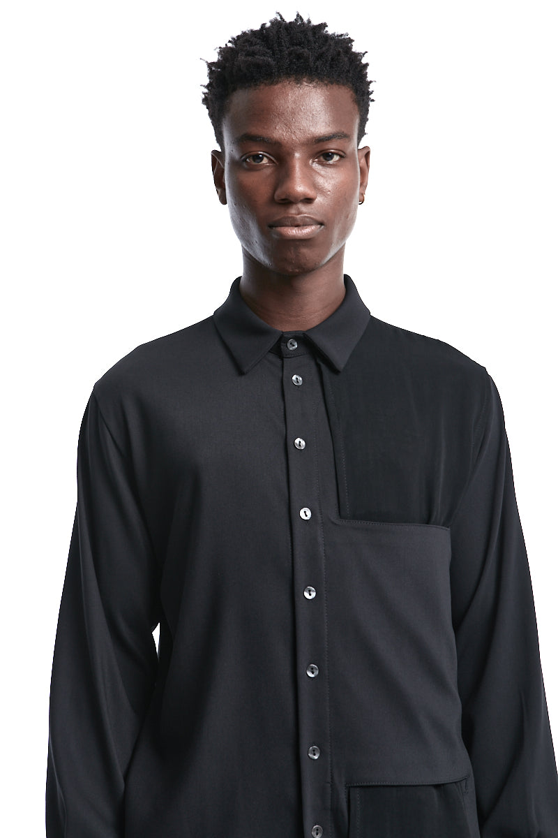 GAUZE-PANEL VISCOSE SHIRT