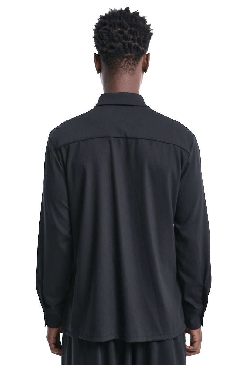 GAUZE-PANEL VISCOSE SHIRT
