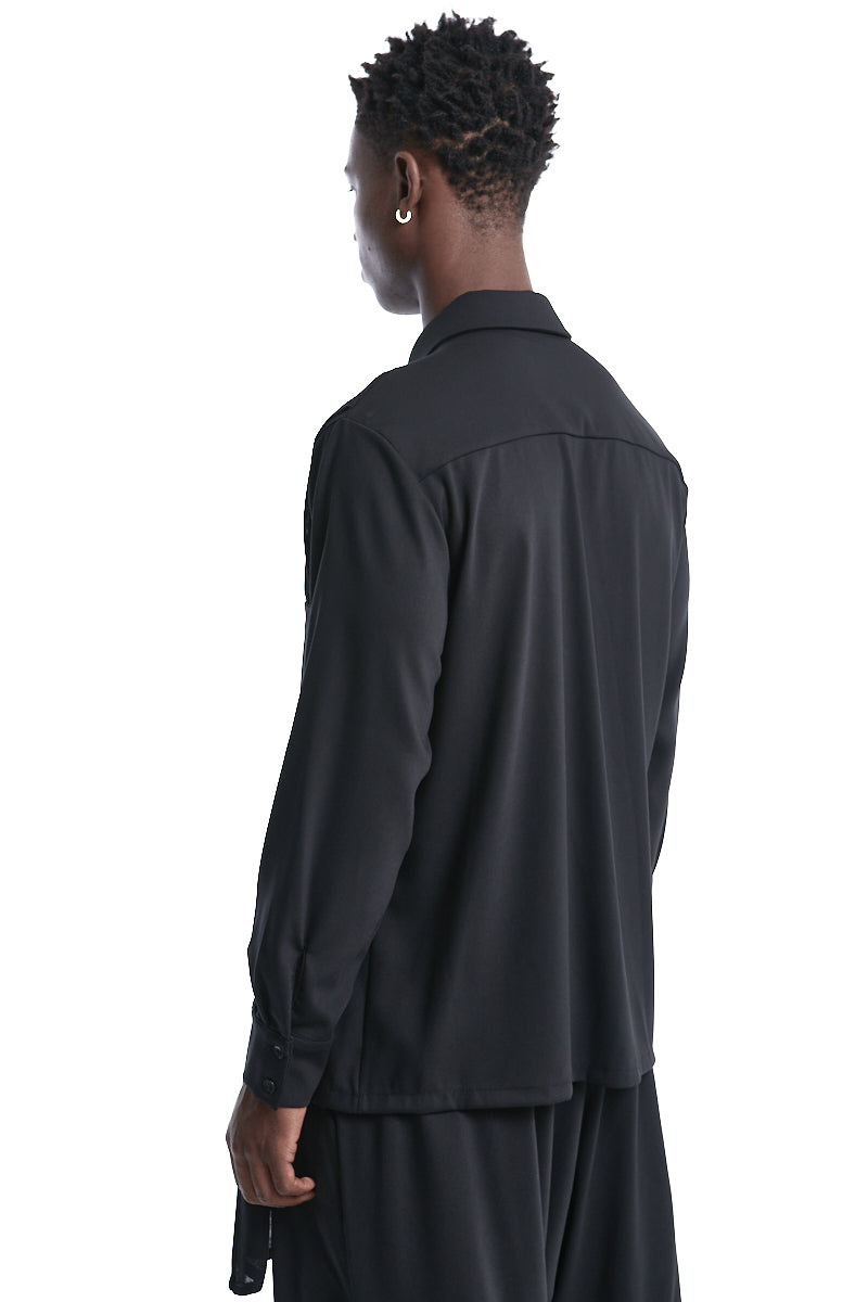 GAUZE-PANEL VISCOSE SHIRT