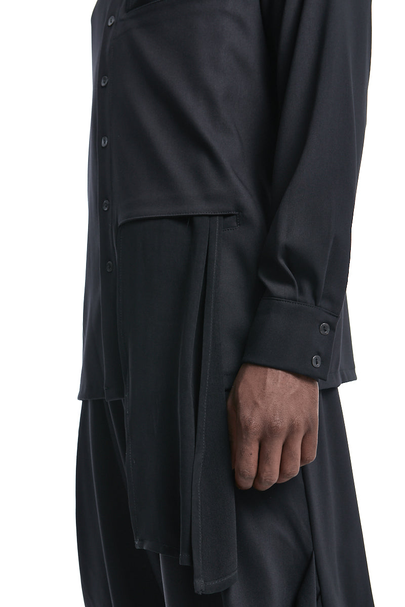 GAUZE-PANEL VISCOSE SHIRT