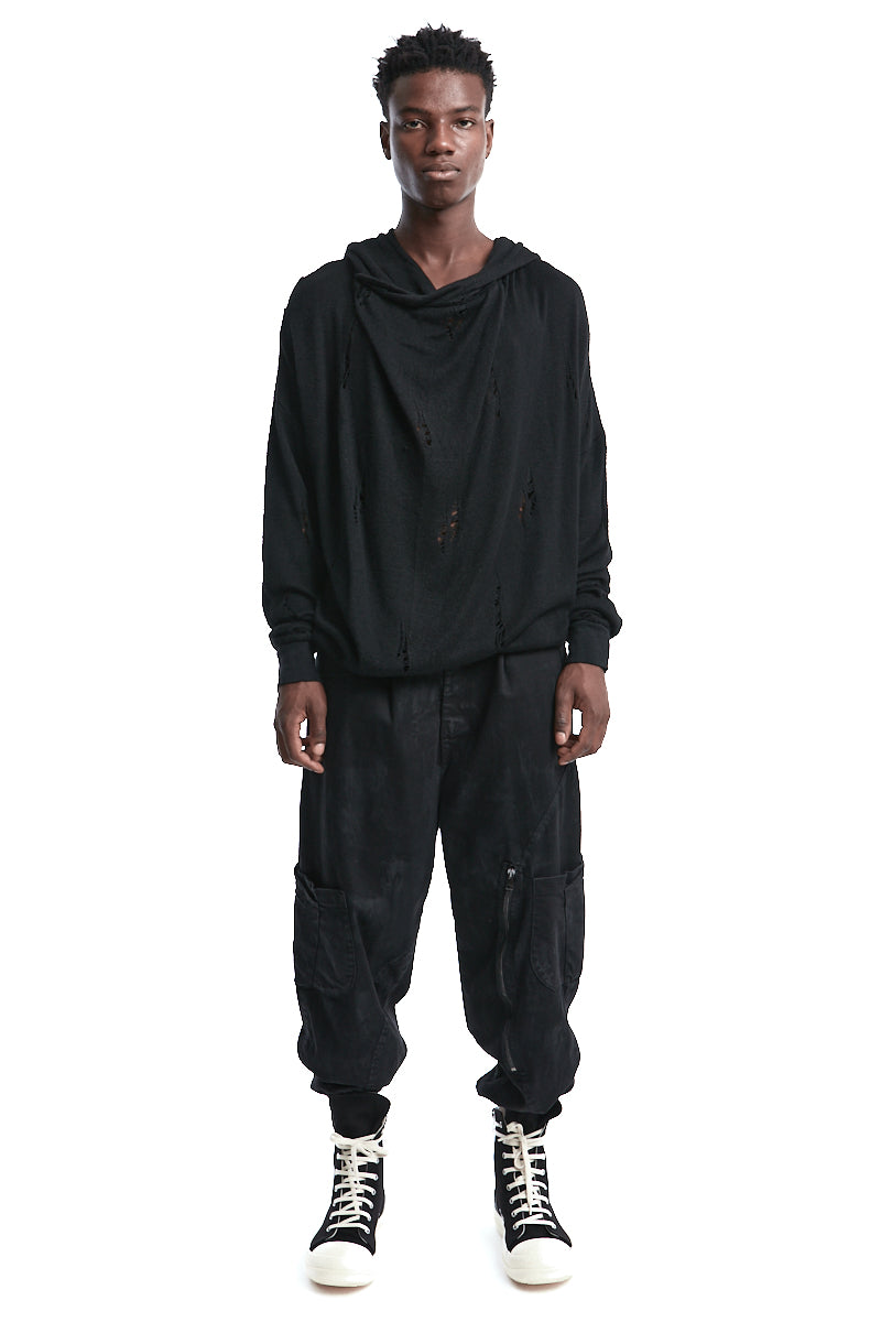 RIPPED HOODED SWEATER