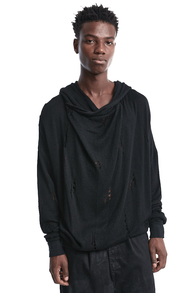 RIPPED HOODED SWEATER