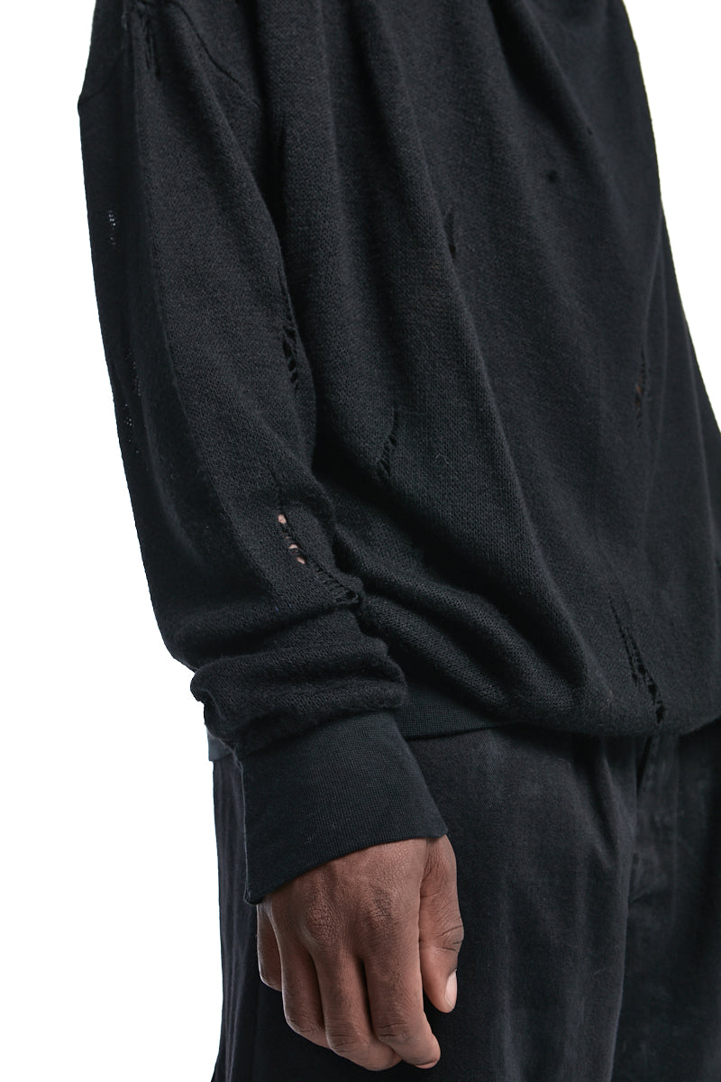 RIPPED HOODED SWEATER