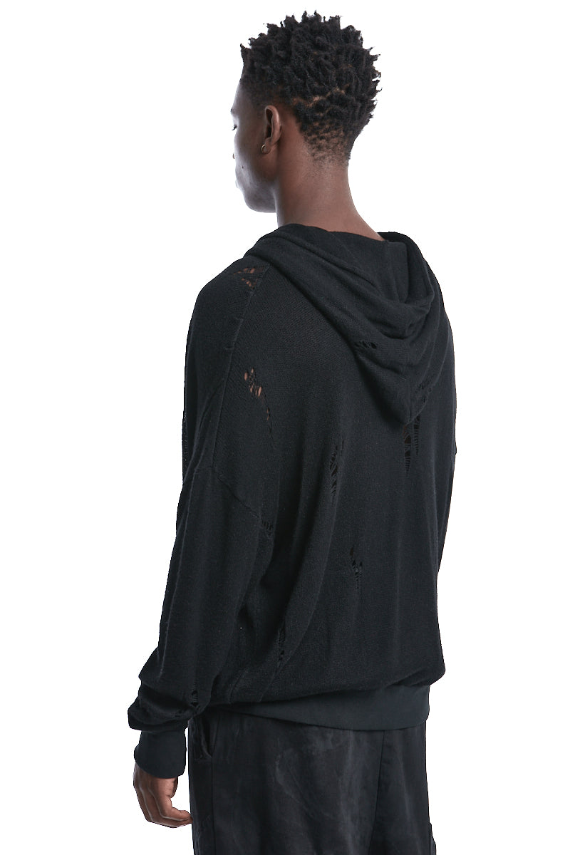 RIPPED HOODED SWEATER