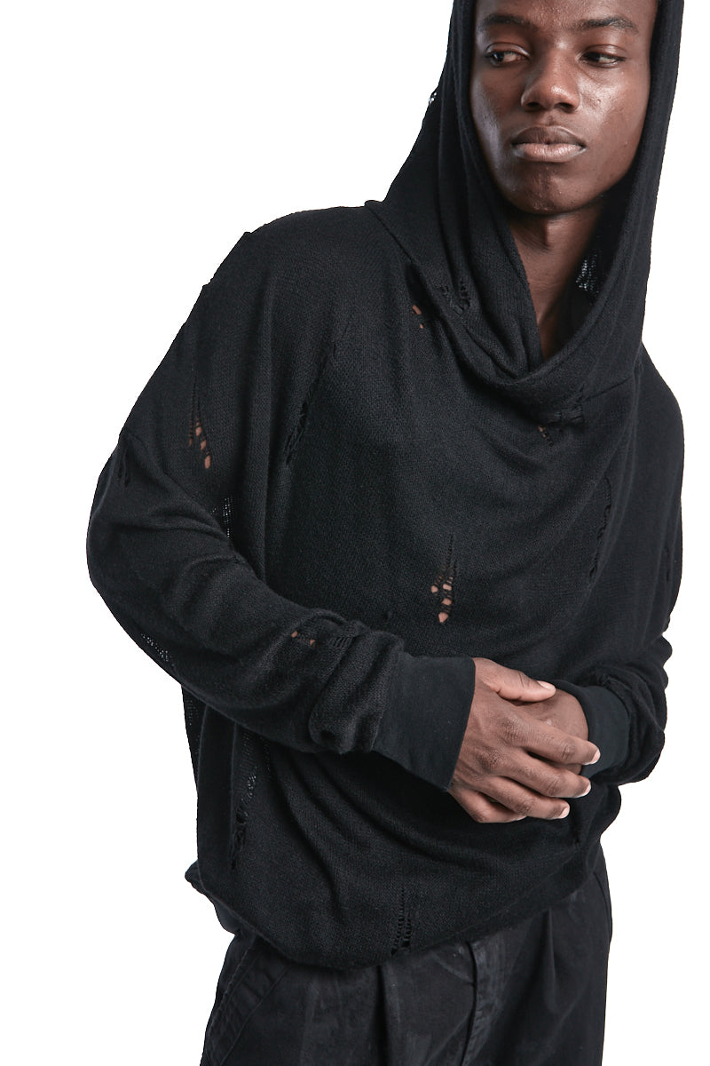 RIPPED HOODED SWEATER