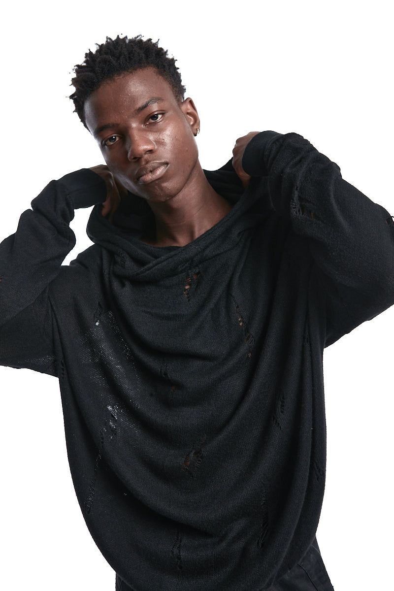 RIPPED HOODED SWEATER