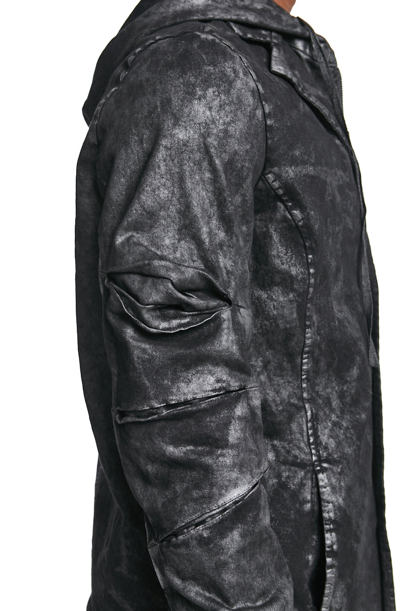 BLACK COATED STRETCH COTTON BLAZER