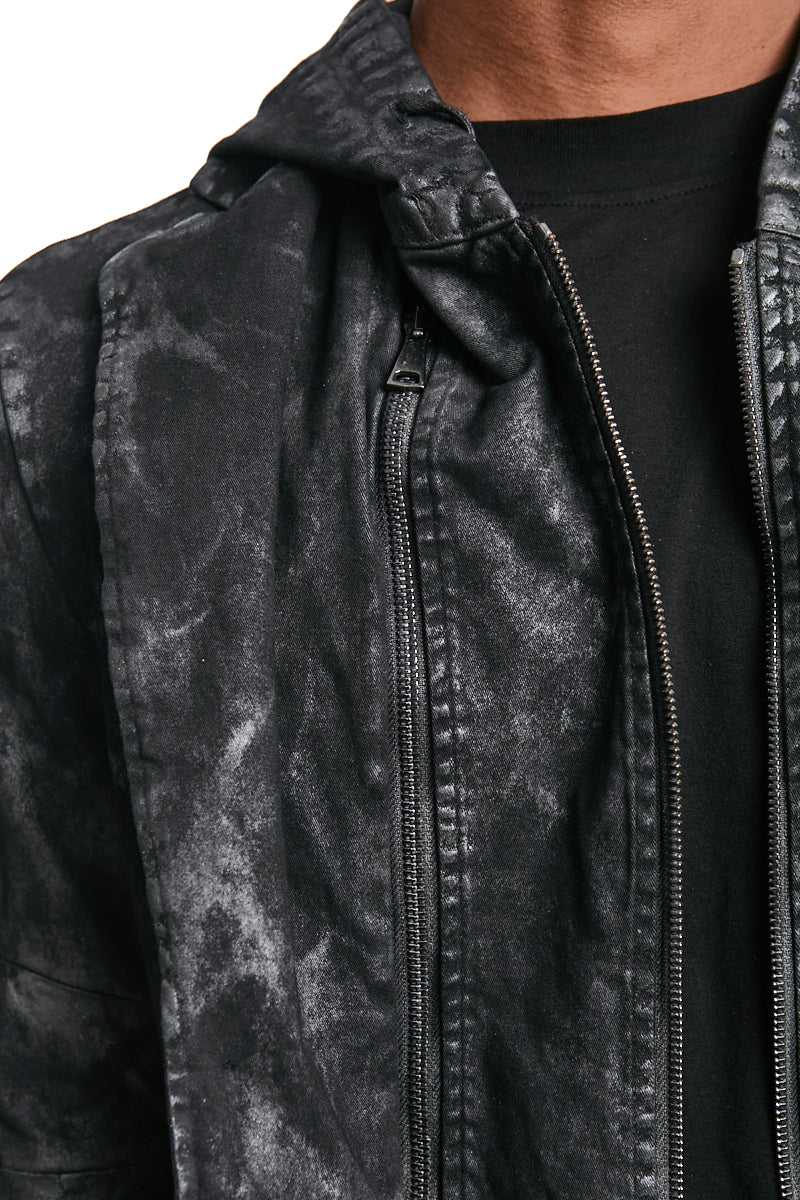BLACK COATED STRETCH COTTON BLAZER