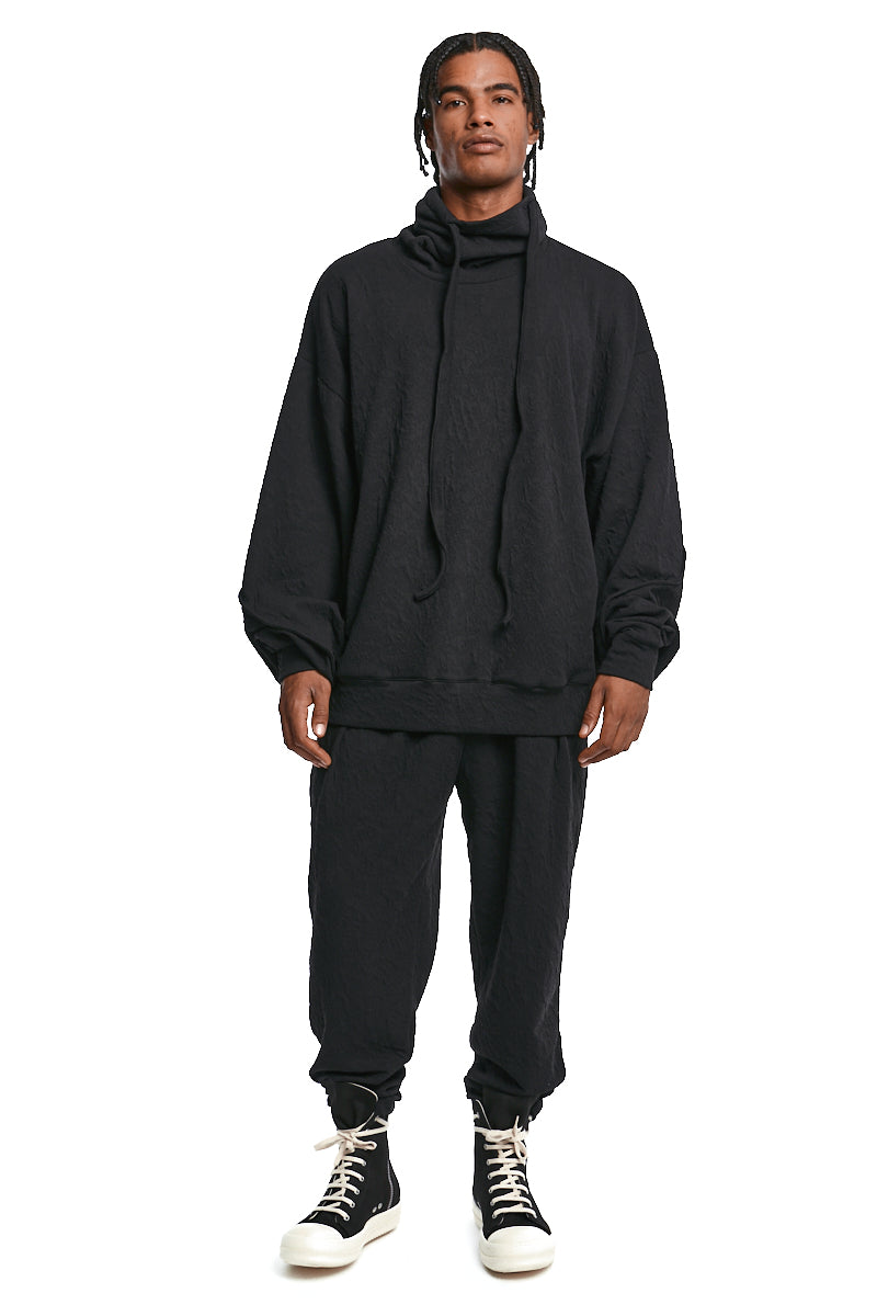 BLACK OVERSIZE EMBOSSED FLEECE SWEATSHIRT