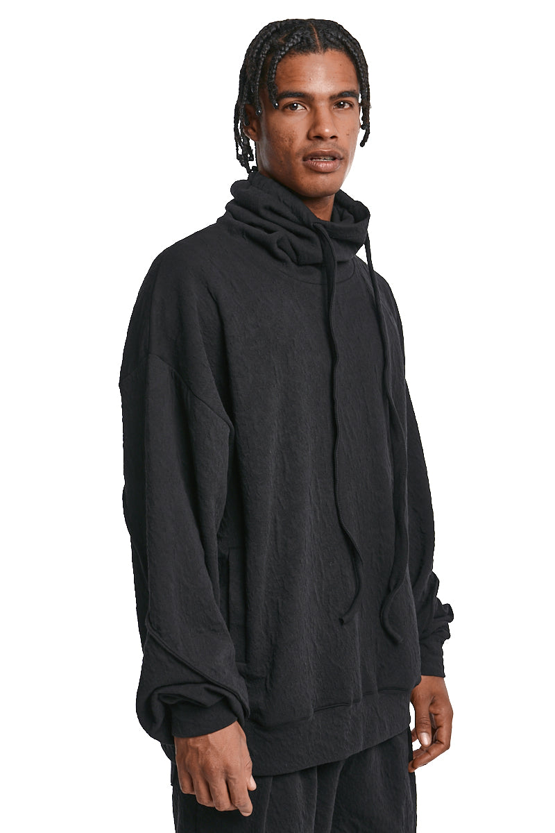 BLACK OVERSIZE EMBOSSED FLEECE SWEATSHIRT