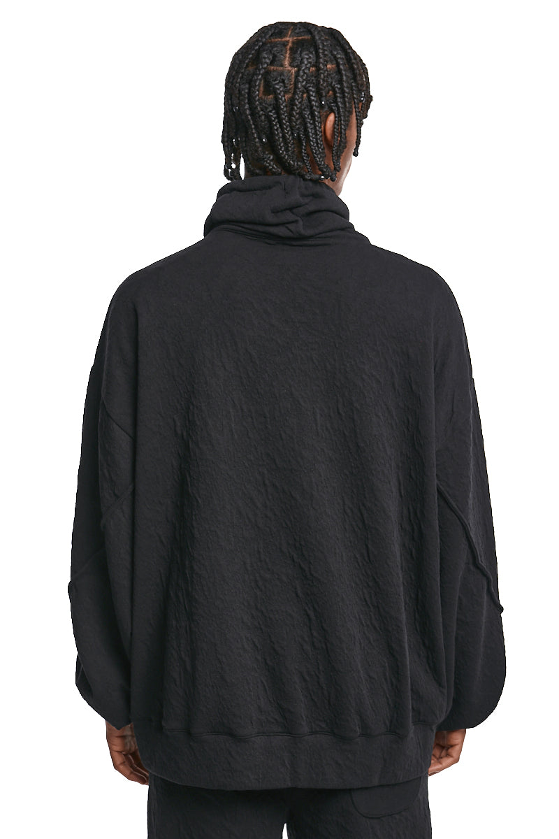 BLACK OVERSIZE EMBOSSED FLEECE SWEATSHIRT
