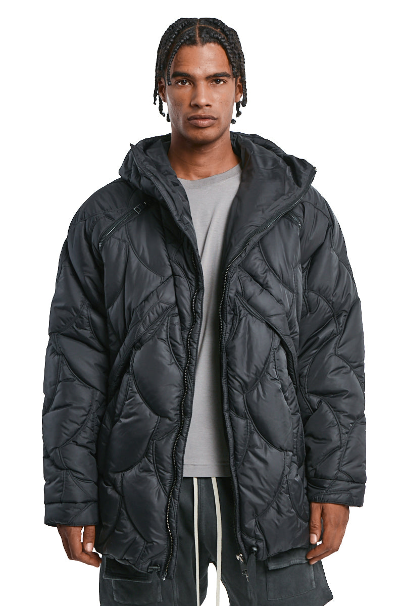 BLACK CONVERTIBLE DOWN JACKET