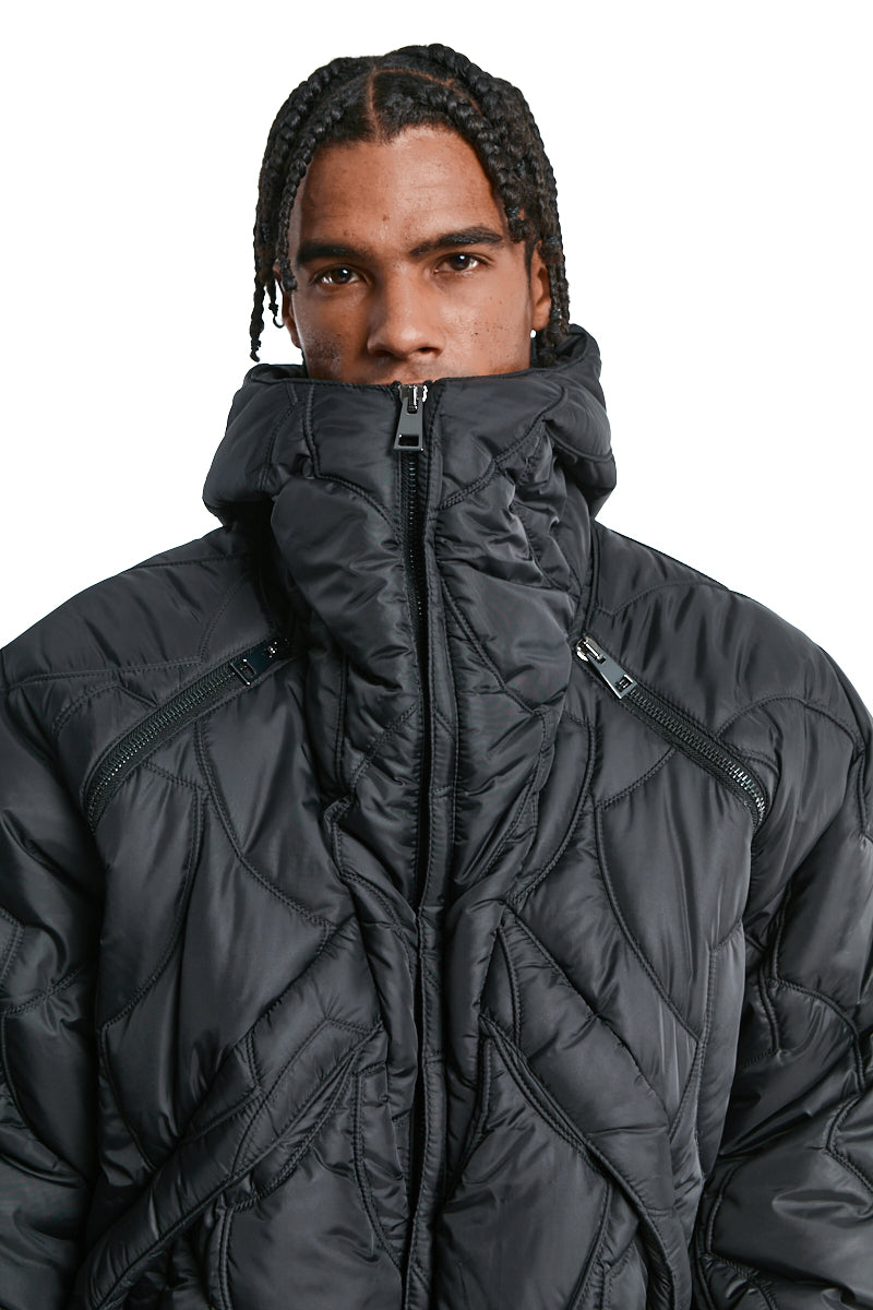 BLACK CONVERTIBLE DOWN JACKET