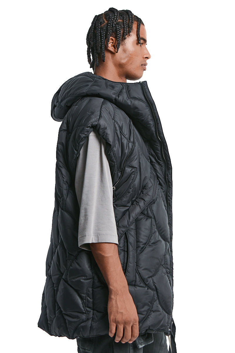 BLACK CONVERTIBLE DOWN JACKET