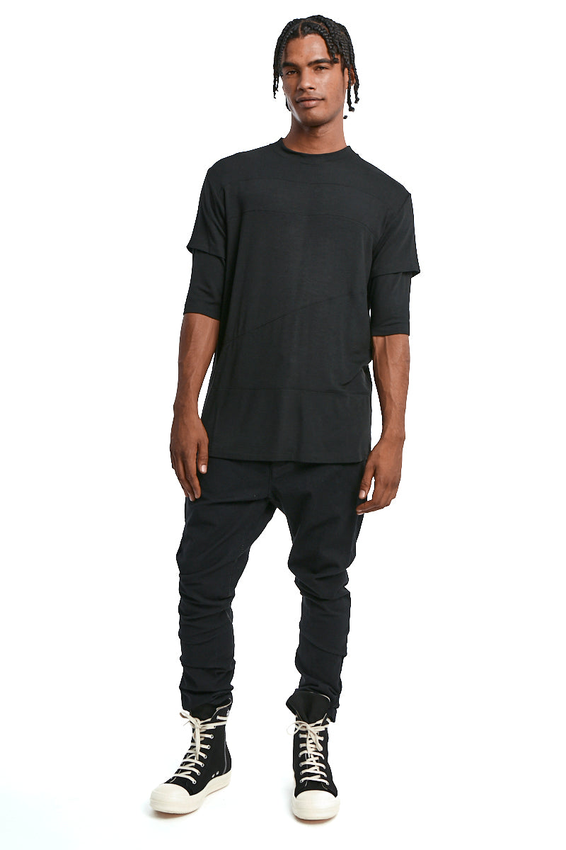 BLACK JERSEY VISCOSE TEE