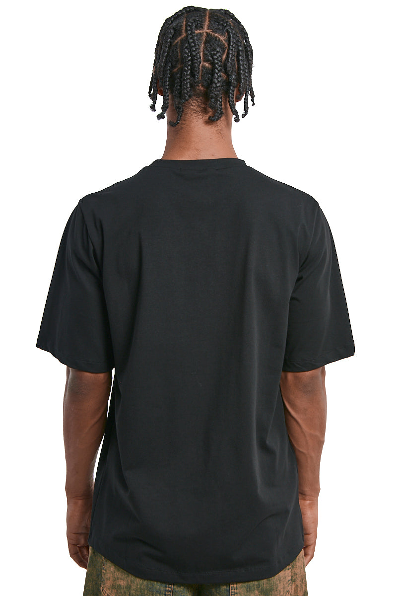 BLACK OVER COTTON STRETCH TOP