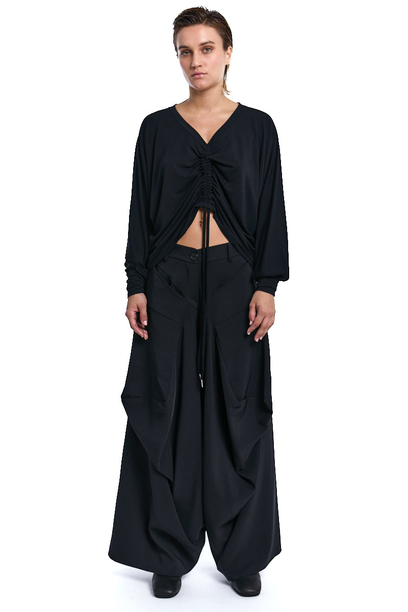 BLACK BAMBOO JERSEY SWEATER