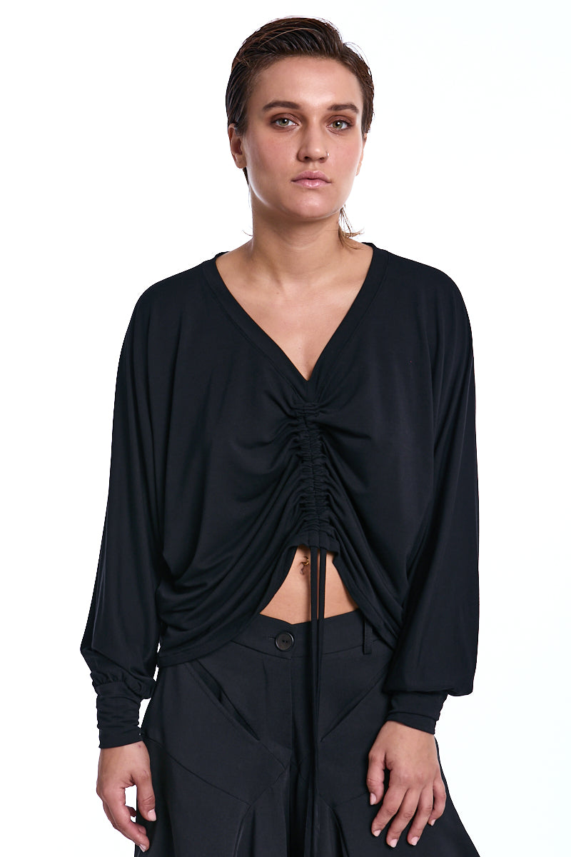 BLACK BAMBOO JERSEY SWEATER