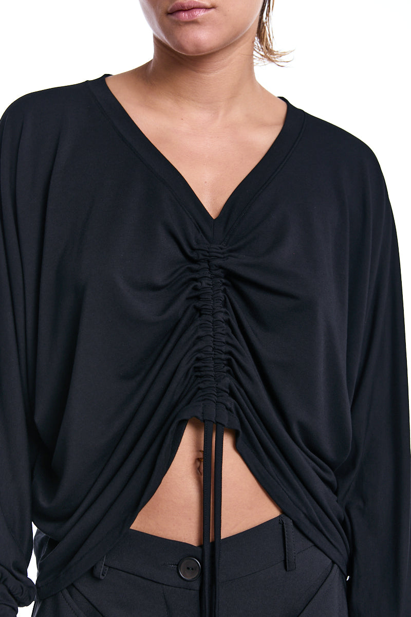 BLACK BAMBOO JERSEY SWEATER
