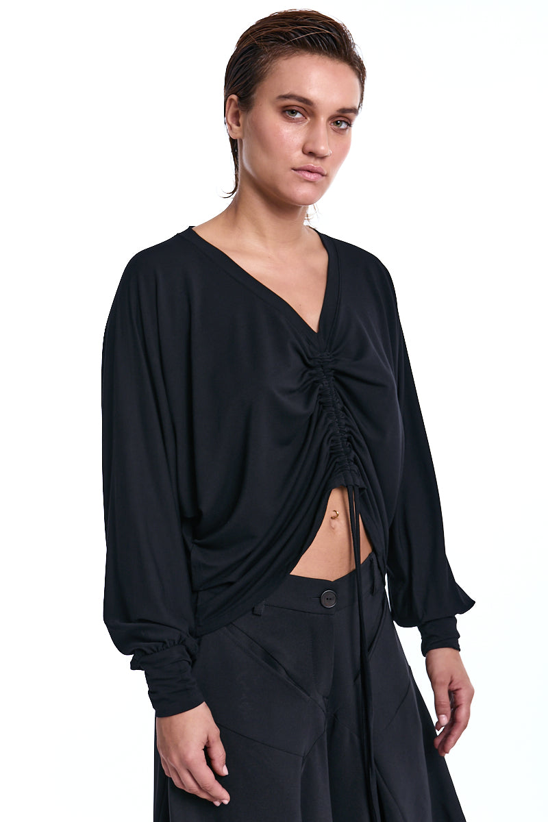 BLACK BAMBOO JERSEY SWEATER