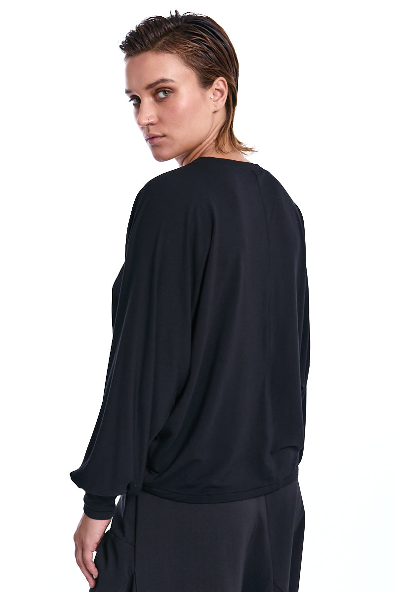 BLACK BAMBOO JERSEY SWEATER