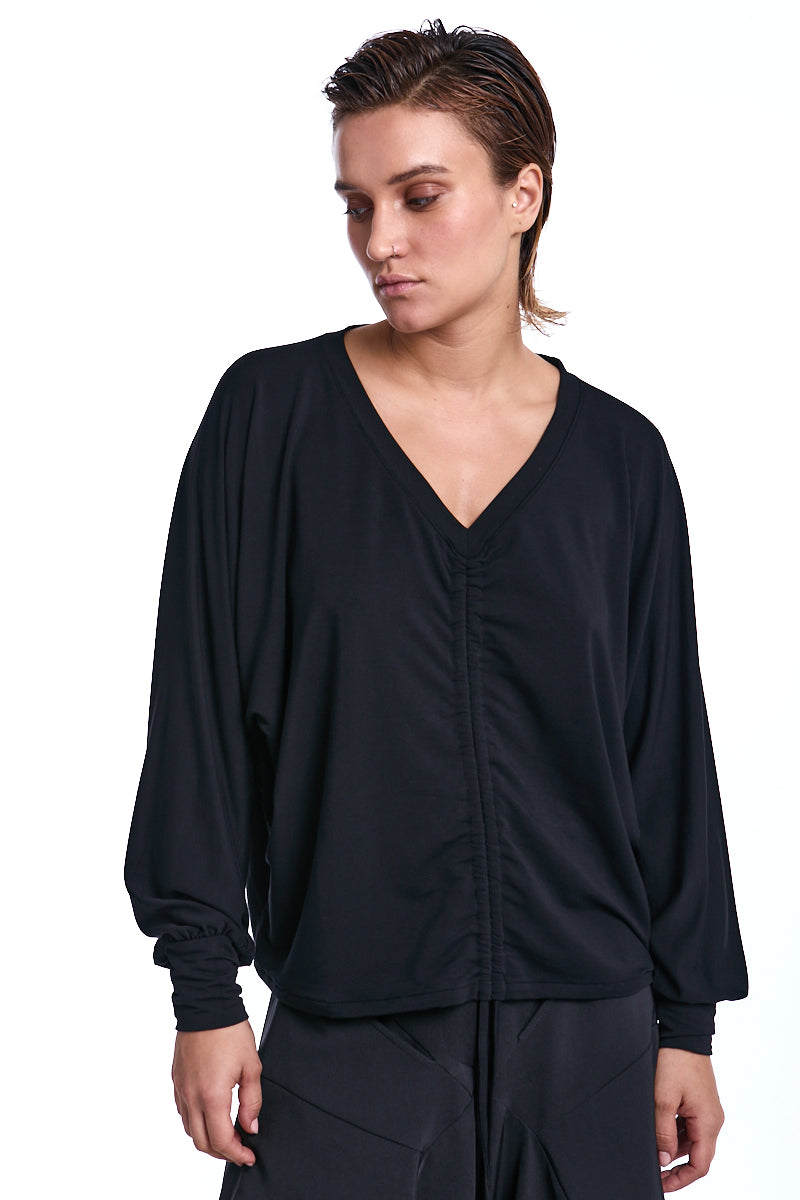 BLACK BAMBOO JERSEY SWEATER