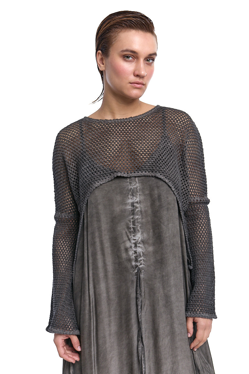 MUD COLD-DYED OVERSIZED SATIN DRESS