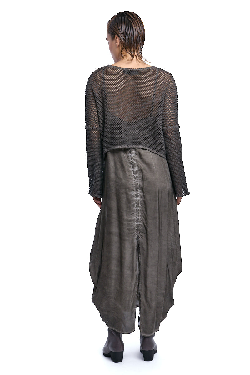 MUD COLD-DYED OVERSIZED SATIN DRESS