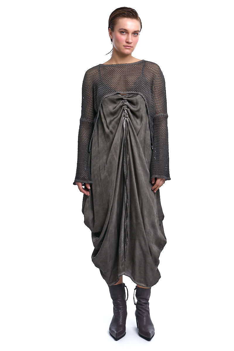 MUD COLD-DYED OVERSIZED SATIN DRESS