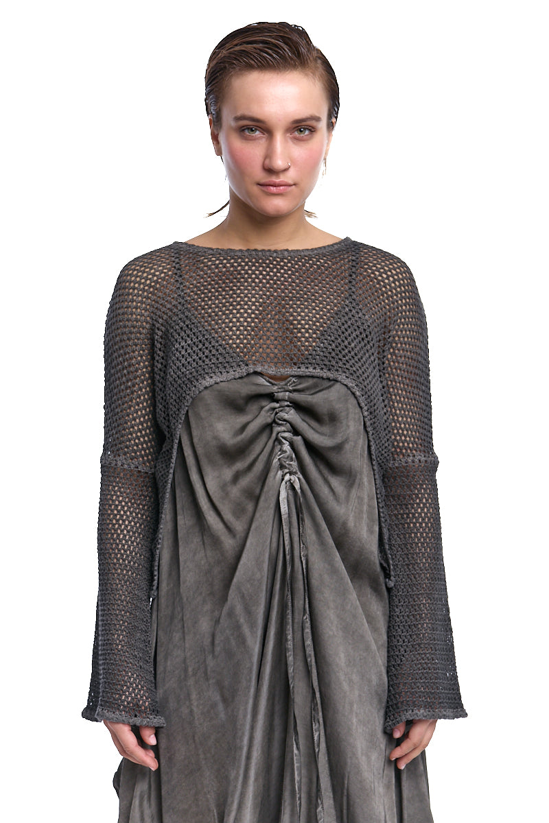 MUD COLD-DYED OVERSIZED SATIN DRESS