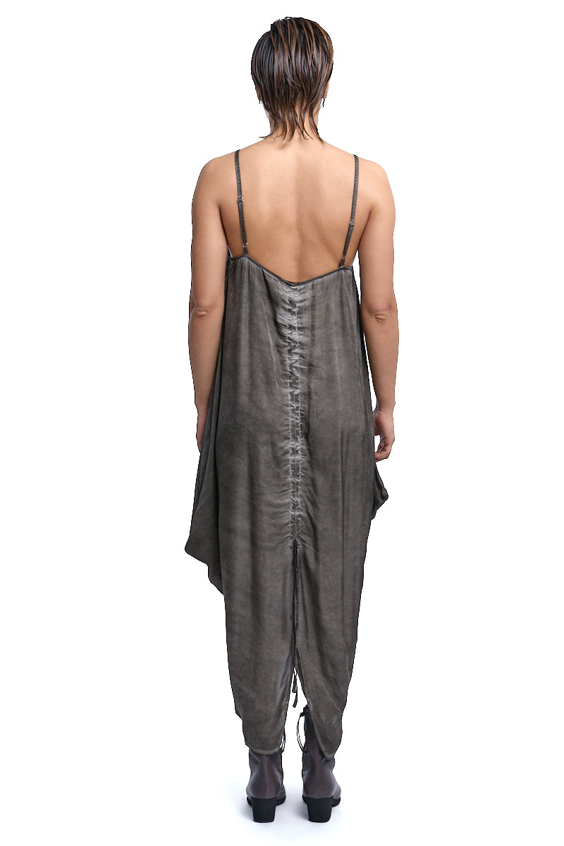 MUD COLD-DYED OVERSIZED SATIN DRESS