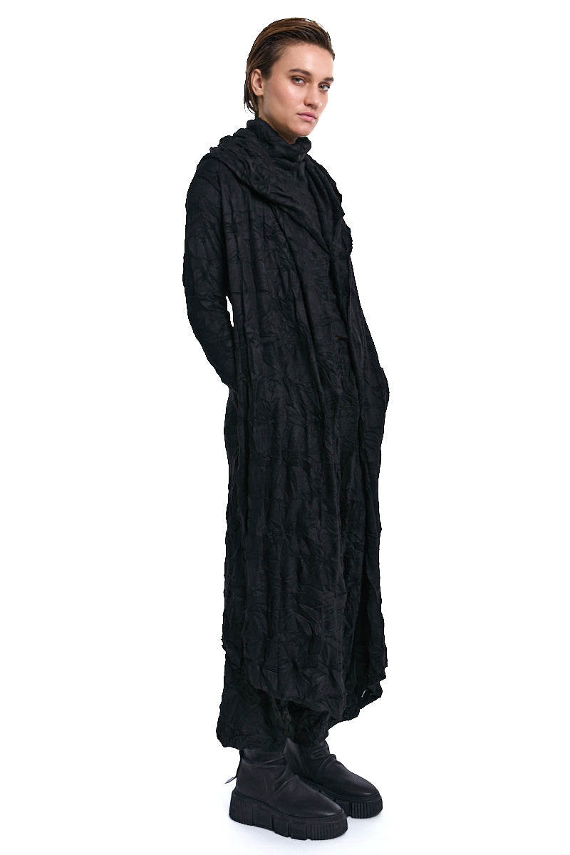 CARDIGAN MULTIFUNCTIONAL IN WRINKLED JERSEY BLACK