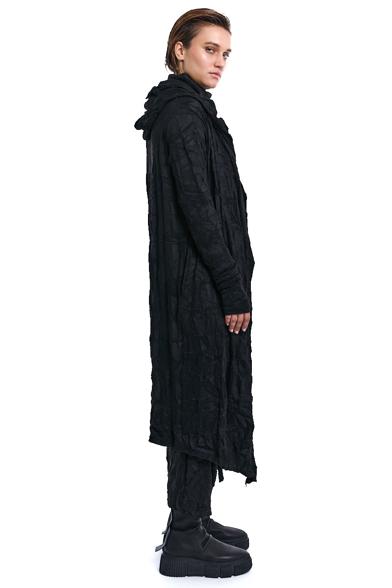 CARDIGAN MULTIFUNCTIONAL IN WRINKLED JERSEY BLACK