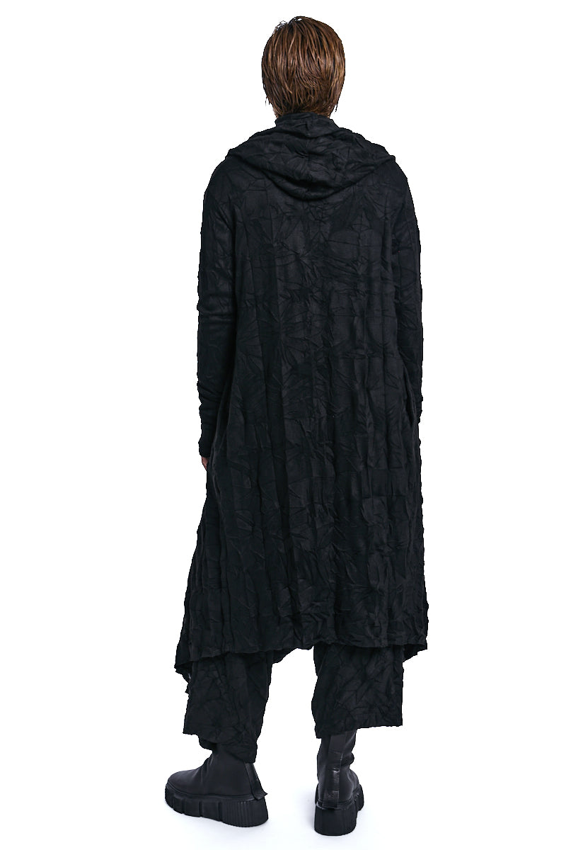 CARDIGAN MULTIFUNCTIONAL IN WRINKLED JERSEY BLACK
