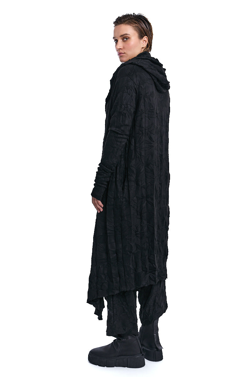 CARDIGAN MULTIFUNCTIONAL IN WRINKLED JERSEY BLACK
