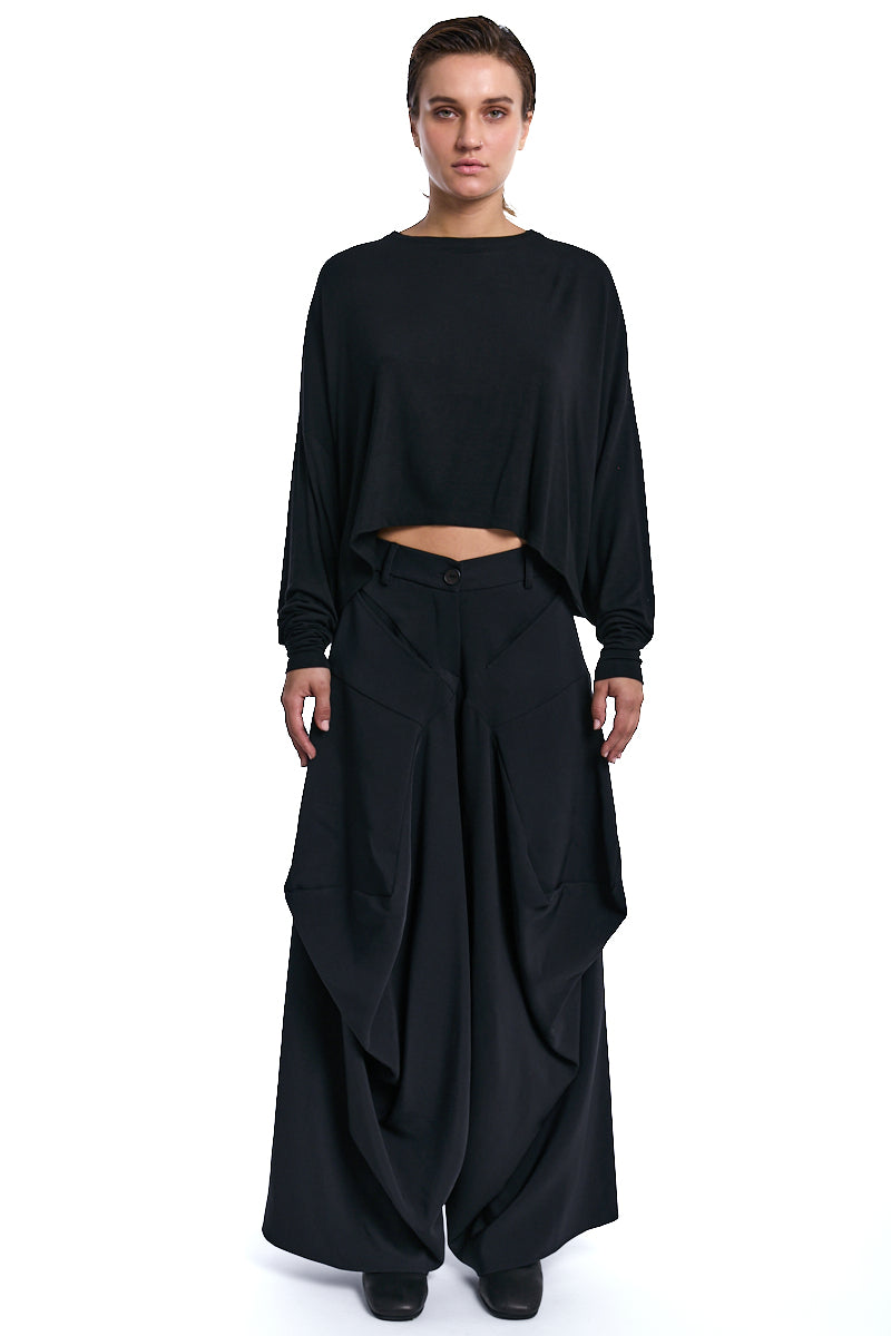 SWEATER OVERSIZED VISCOSE JERSEY STRETCH BLACK