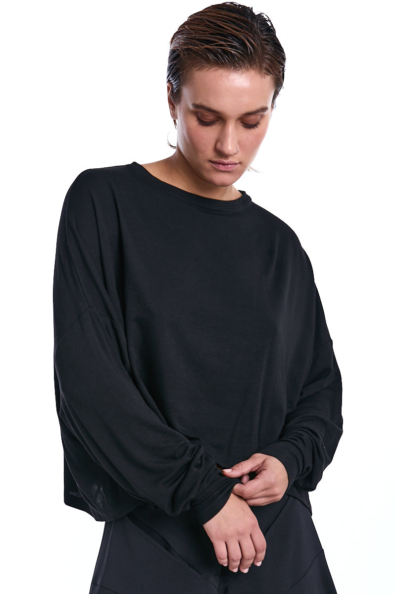 SWEATER OVERSIZED VISCOSE JERSEY STRETCH BLACK