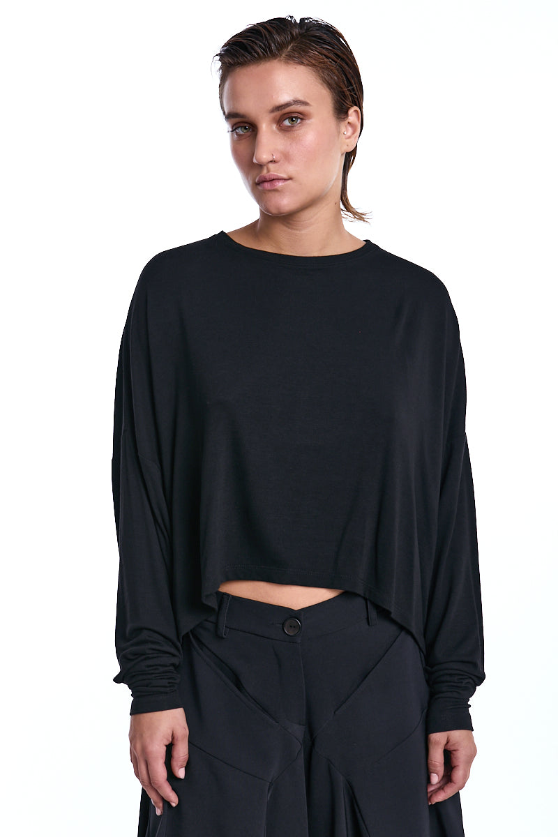 SWEATER OVERSIZED VISCOSE JERSEY STRETCH BLACK