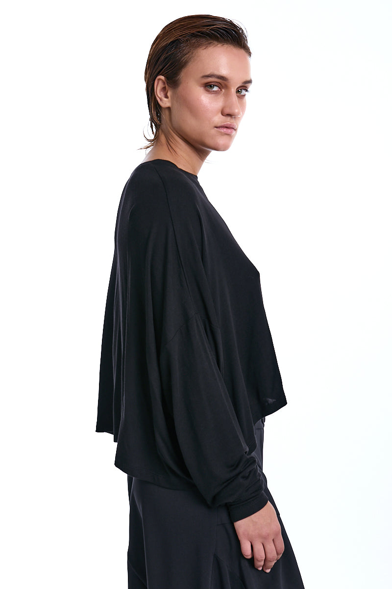 SWEATER OVERSIZED VISCOSE JERSEY STRETCH BLACK
