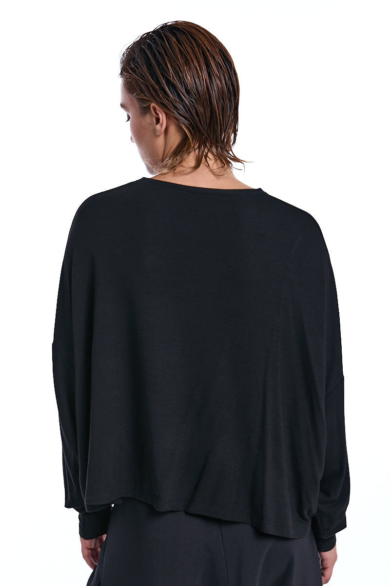 SWEATER OVERSIZED VISCOSE JERSEY STRETCH BLACK