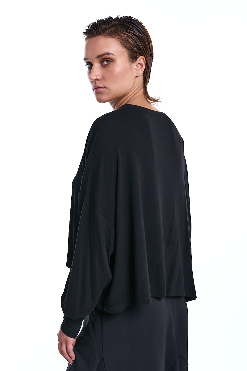 SWEATER OVERSIZED VISCOSE JERSEY STRETCH BLACK
