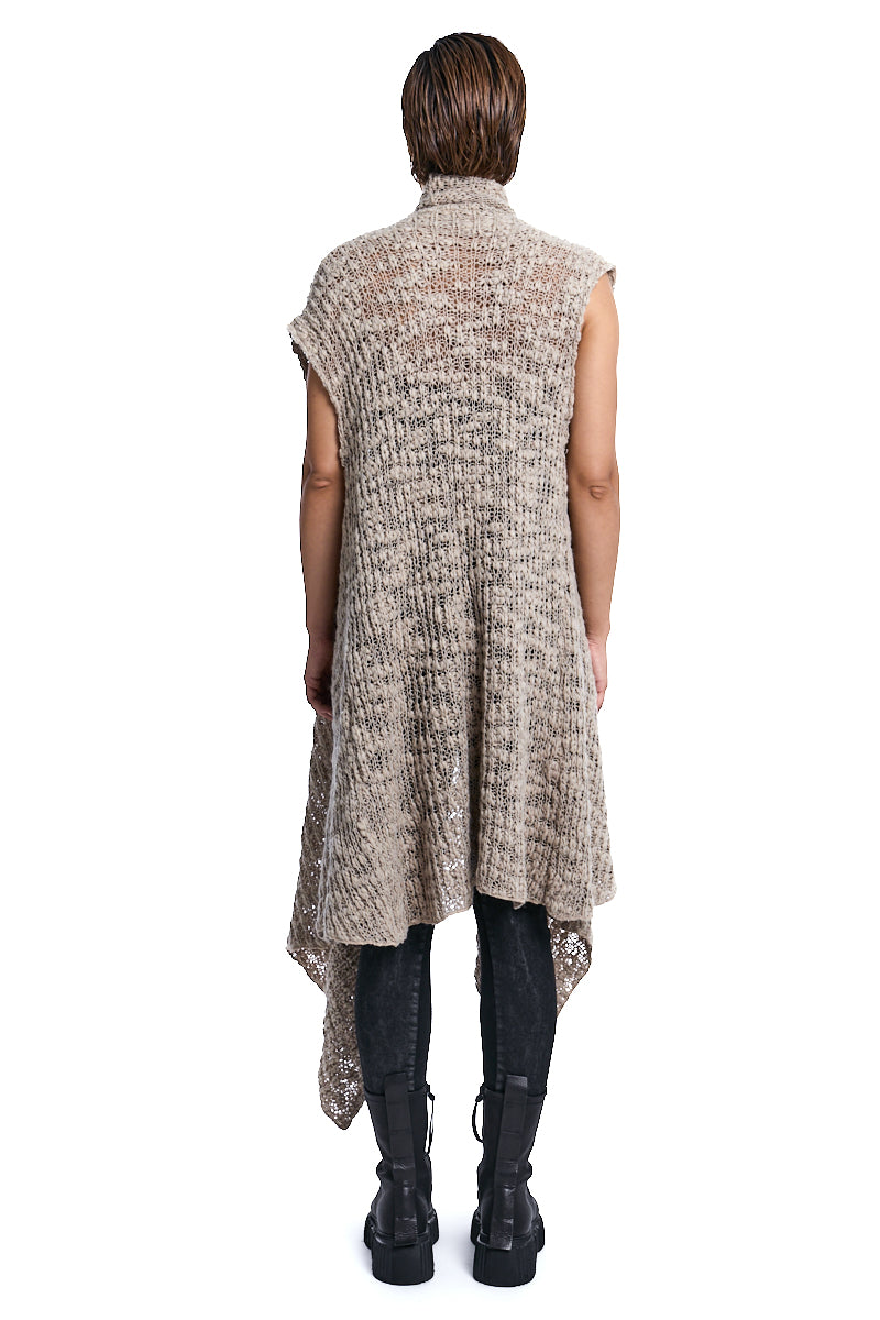 COLD MUD ASYMMETRICAL WOOL-BLEND BRAIDED BOUCLÉ GILET