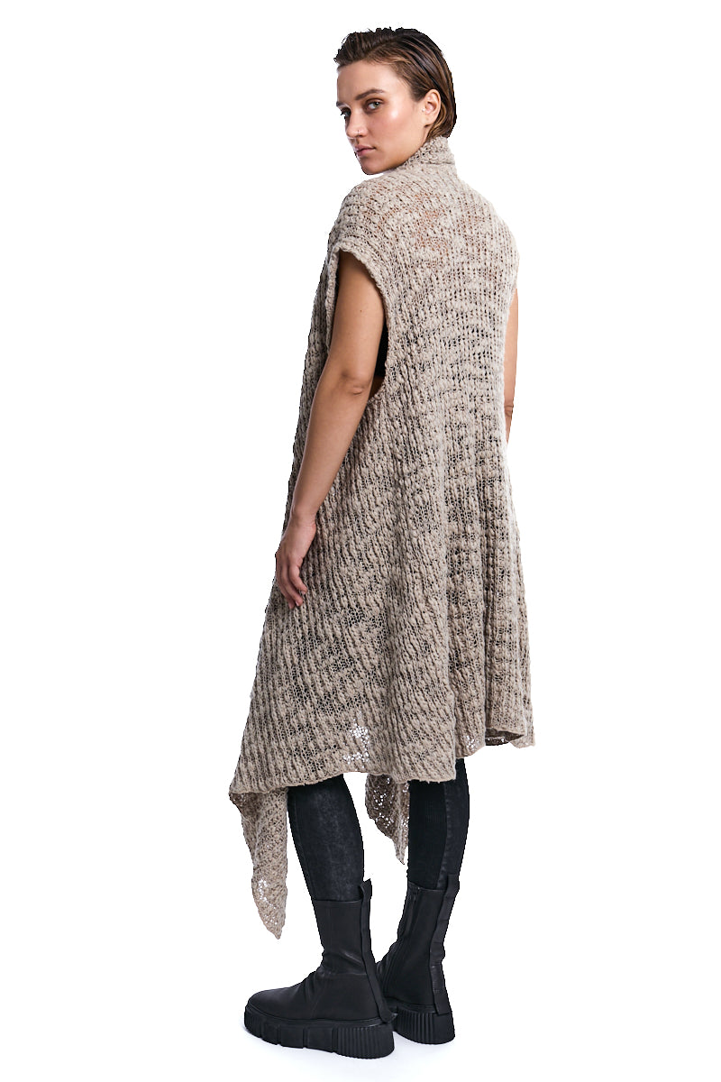 COLD MUD ASYMMETRICAL WOOL-BLEND BRAIDED BOUCLÉ GILET