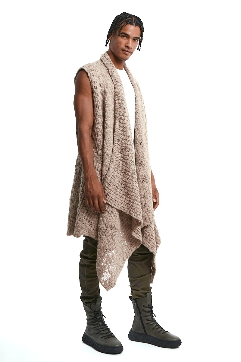 COLD MUD ASYMMETRICAL WOOL-BLEND BRAIDED BOUCLÉ GILET
