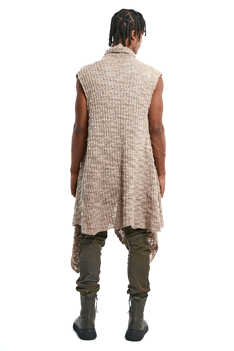 COLD MUD ASYMMETRICAL WOOL-BLEND BRAIDED BOUCLÉ GILET
