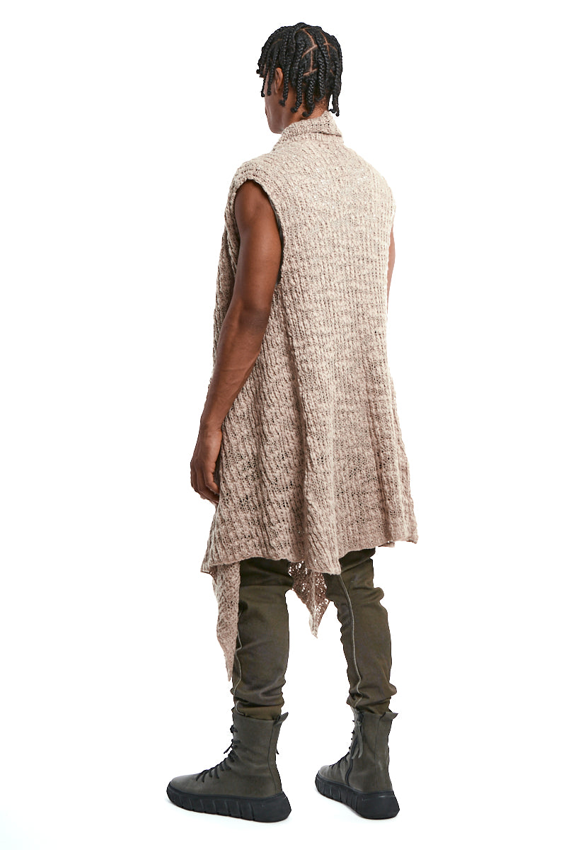 COLD MUD ASYMMETRICAL WOOL-BLEND BRAIDED BOUCLÉ GILET