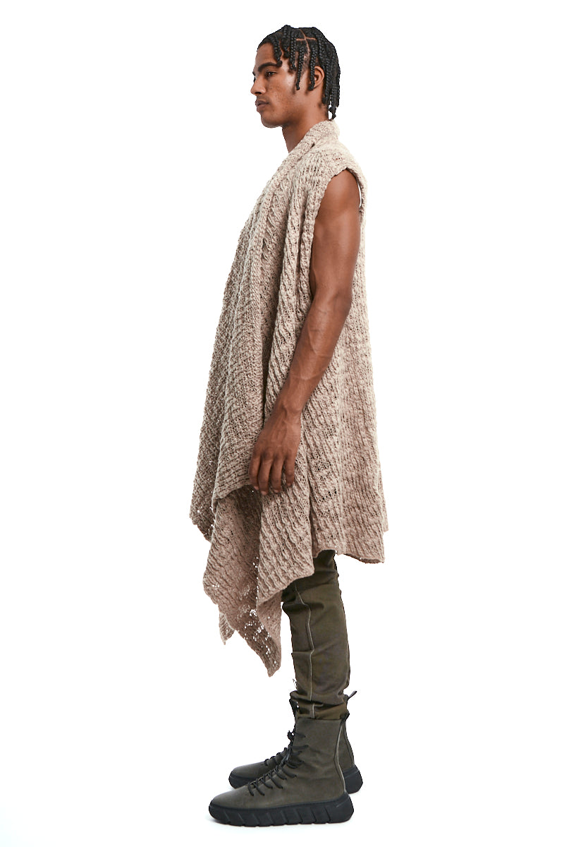 COLD MUD ASYMMETRICAL WOOL-BLEND BRAIDED BOUCLÉ GILET