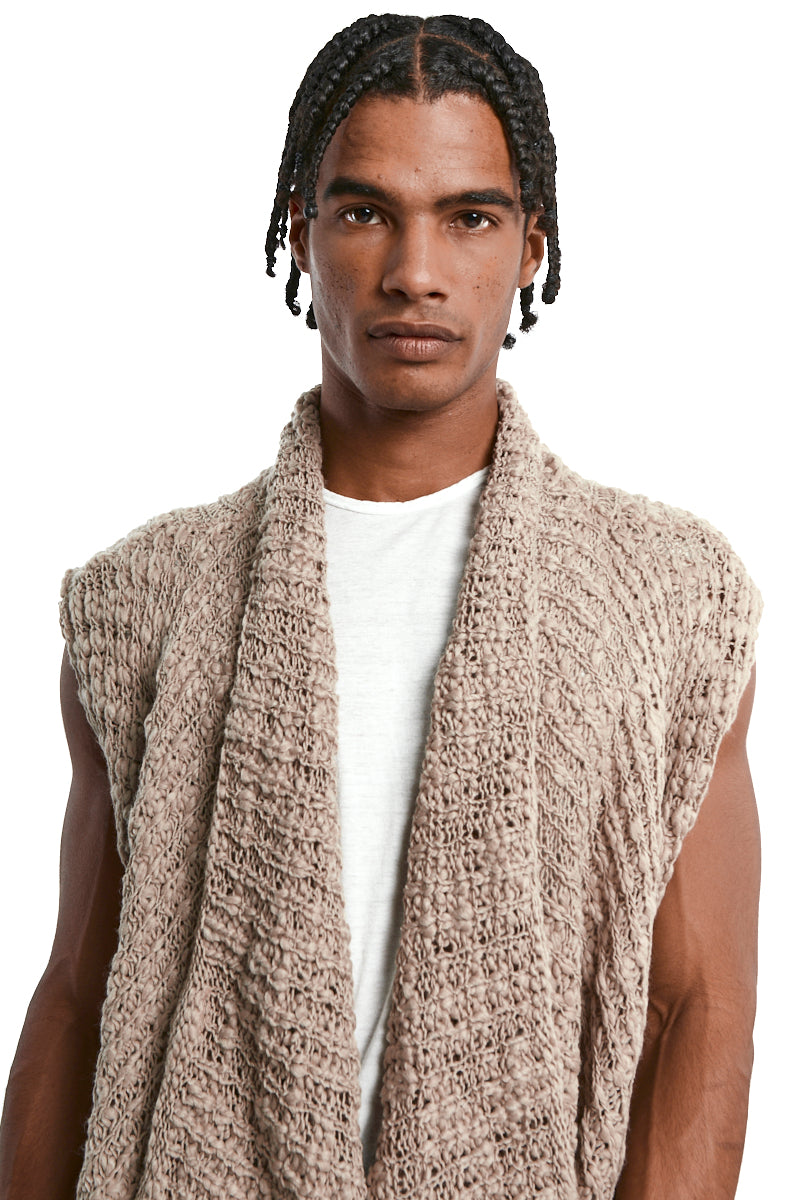 COLD MUD ASYMMETRICAL WOOL-BLEND BRAIDED BOUCLÉ GILET