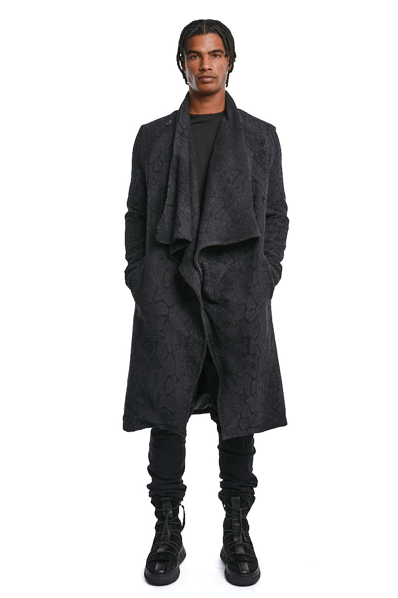 BLACK JACQUARD COTTON BLEND COAT