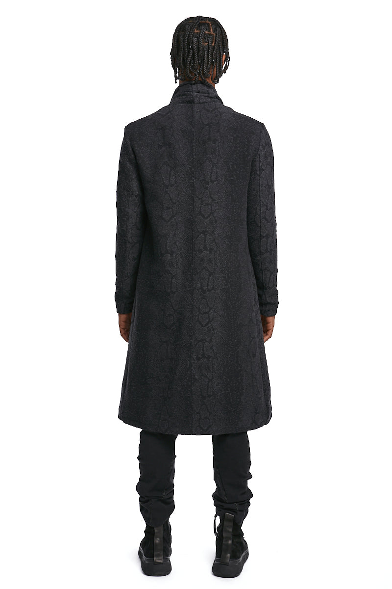 BLACK JACQUARD COTTON BLEND COAT